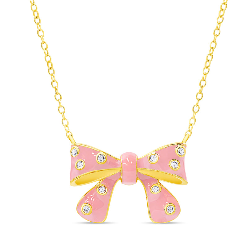Hera Bow Necklace (pink) – Clover Patch Jewelry