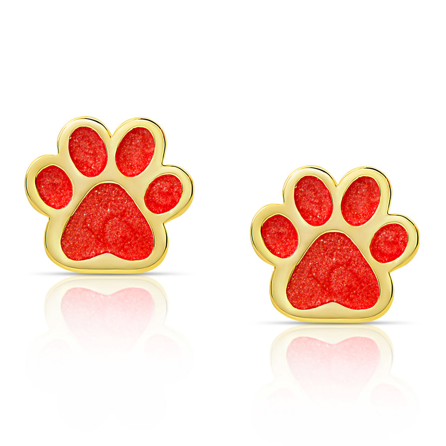 Red Paw Print Earrings