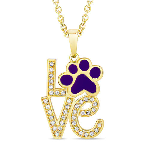 Purple Puppy Paws Necklace with CZ