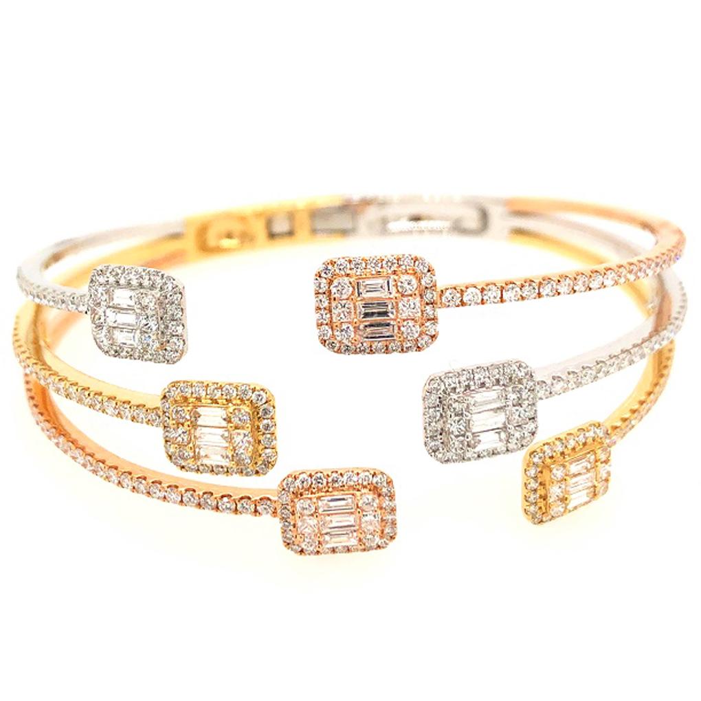Stunning 18kt Tri-Gold Cuff Bracelet