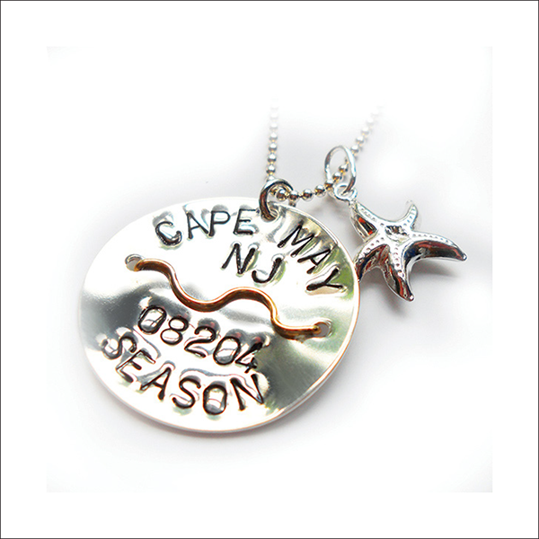 Cape May Beach Tag Pendant & Necklace