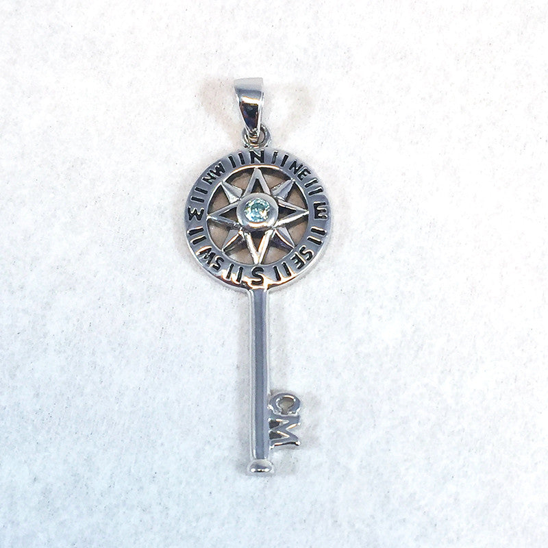 Sterling Silver and Swarovski Crystal Key Necklace