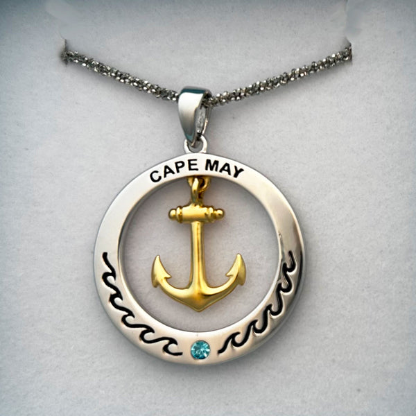 Sterling Silver Cape May Anchor Necklace