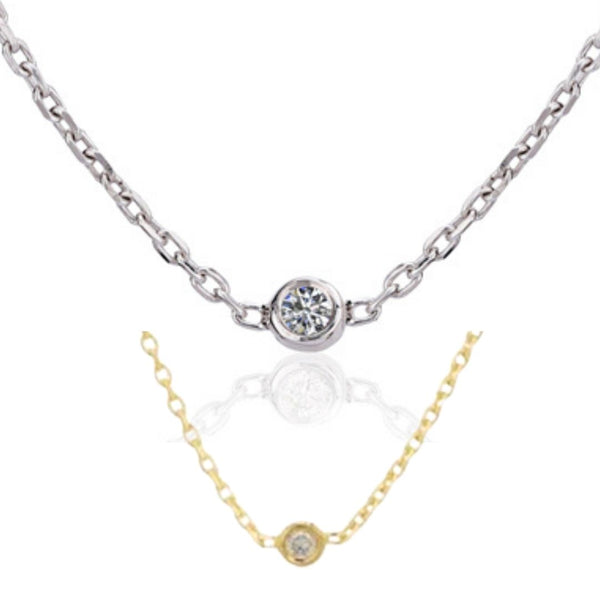 14kt Gold Necklace with Bezel-Set Diamond