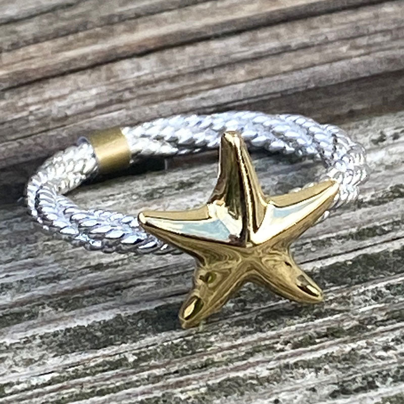 Sterling Silver Starfish Cable Ring
