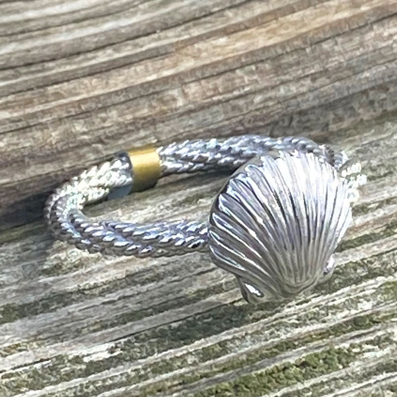 Sterling Silver Scallop Shell Cable Ring