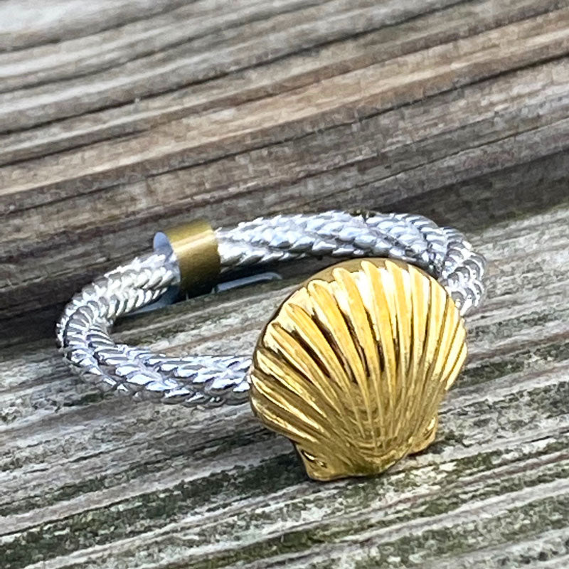 Sterling Silver Scallop Shell Cable Ring