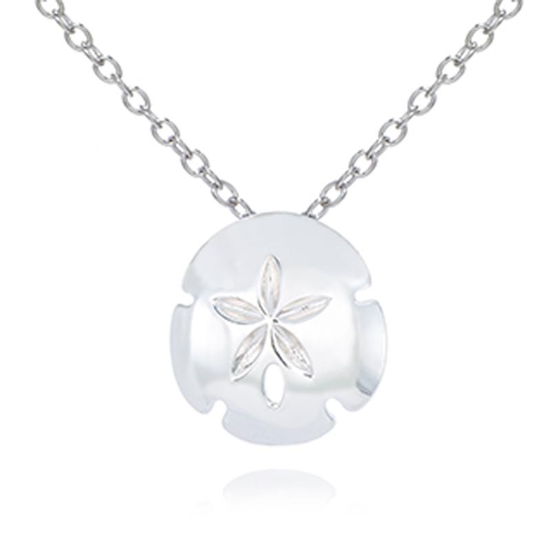 High Polish Sterling Silver Sand Dollar Necklace