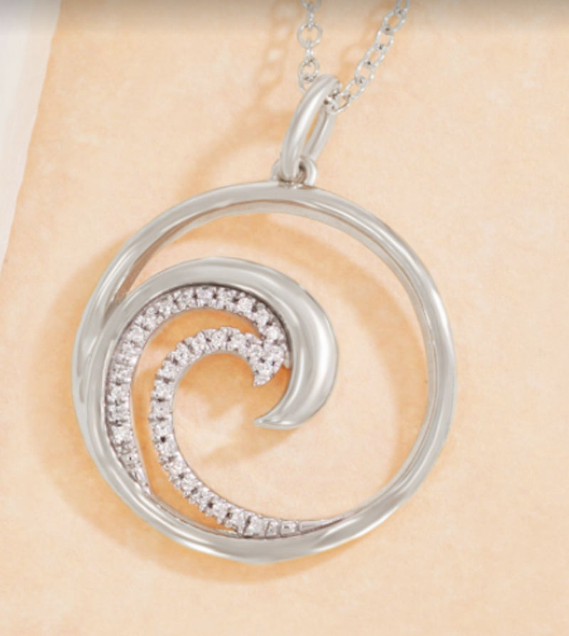 Diamond Wave Pendant and Necklace