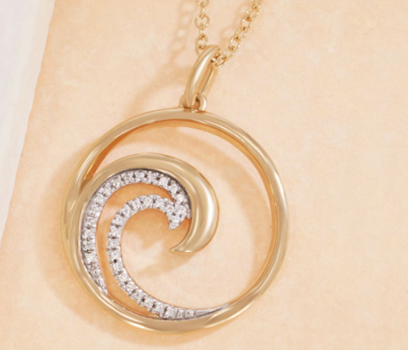 Diamond Wave Pendant and Necklace
