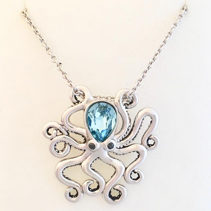 Large Octopus Swarovski Pendant Necklace