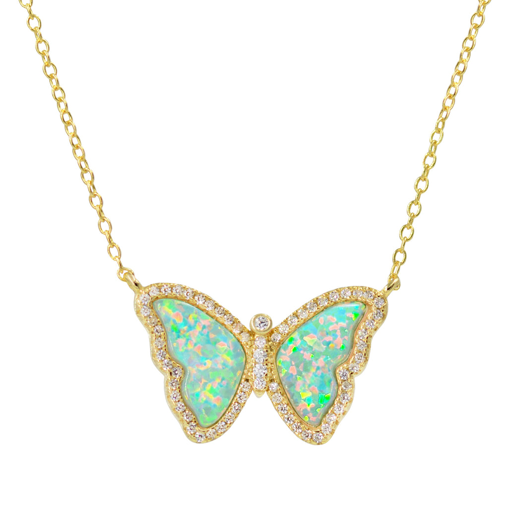 Green Opal in Gold Butterfly in gold by Kamaria
