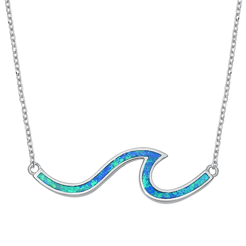 Sterling Silver Opal Wave Necklace