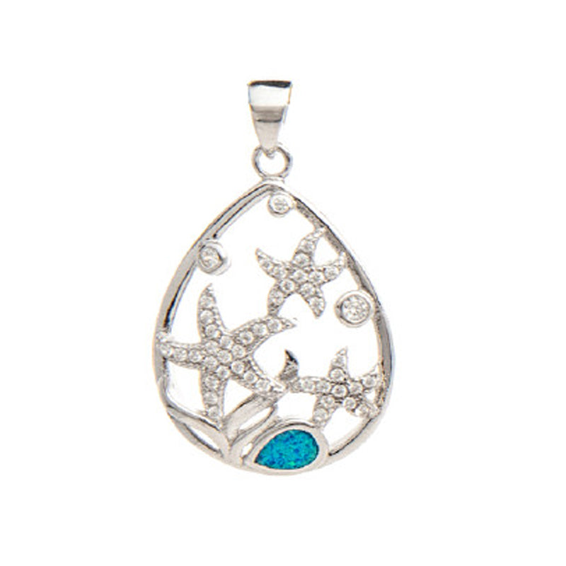 Sterling Silver Starfish & Opal Pendant