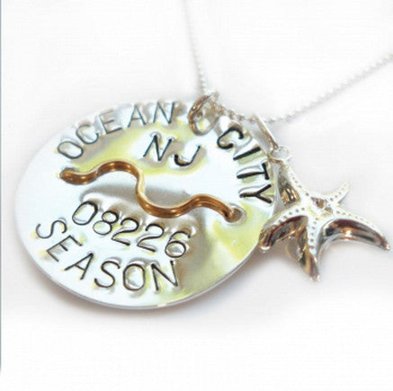 Ocean City Beach Tag Pendant and Necklace.